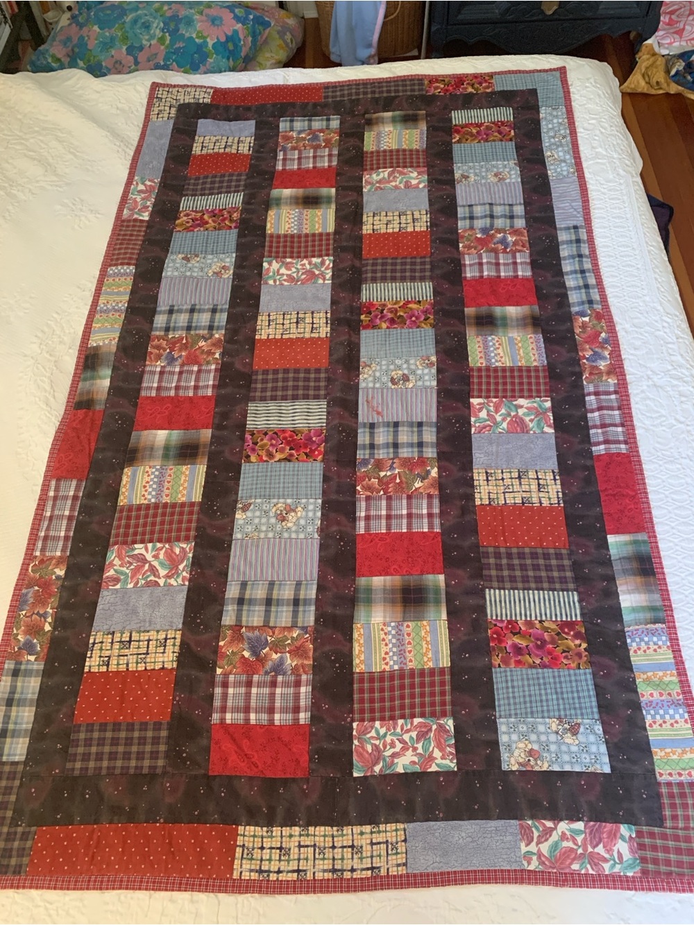 Smaller Assorted Plaid Print Patchwork Quilt